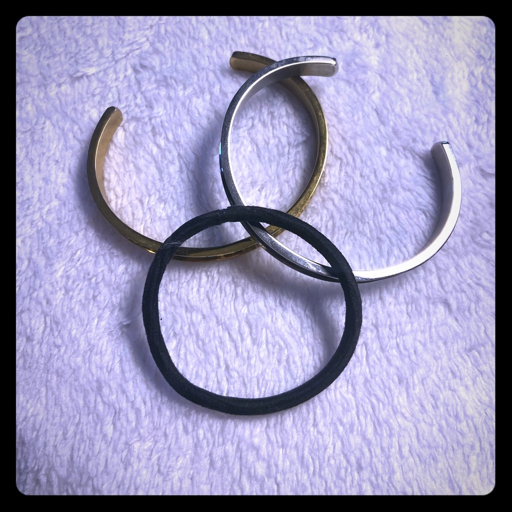 Hairband Bracelet, Set of 2 Gold and Silver